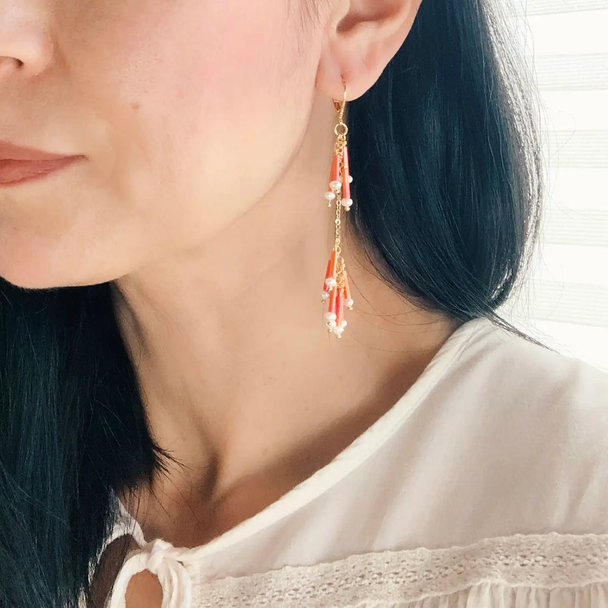 Long Beaded Fringe Earrings – Earth Meets Water