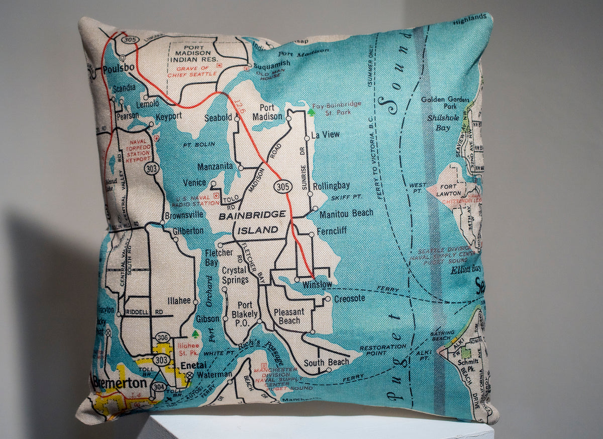 B Drake ZP13215C 22 x 22 in. Block Island Sound - Charleston RI Nautical Map Extra Large Zippered Indoor & Outdoor Pillow