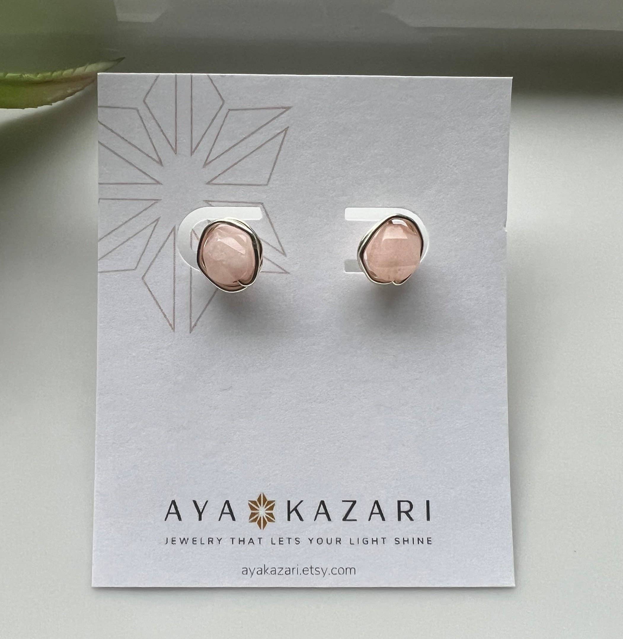 Pink Stone Stud Earrings, Morganite Earrings: Pink / 14k Gold