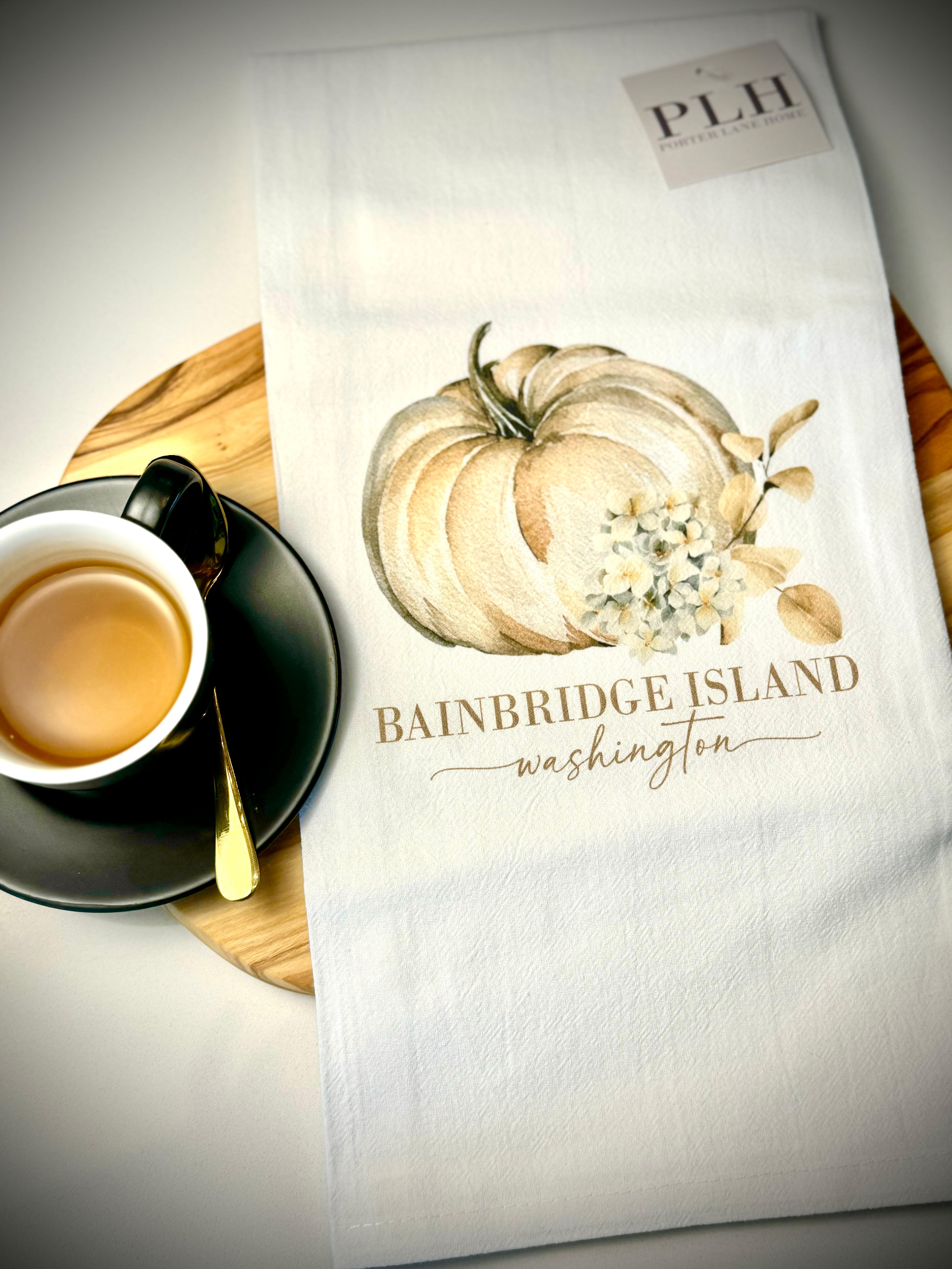 The Bainbridge Island Floral Pumpkin Tea Towels