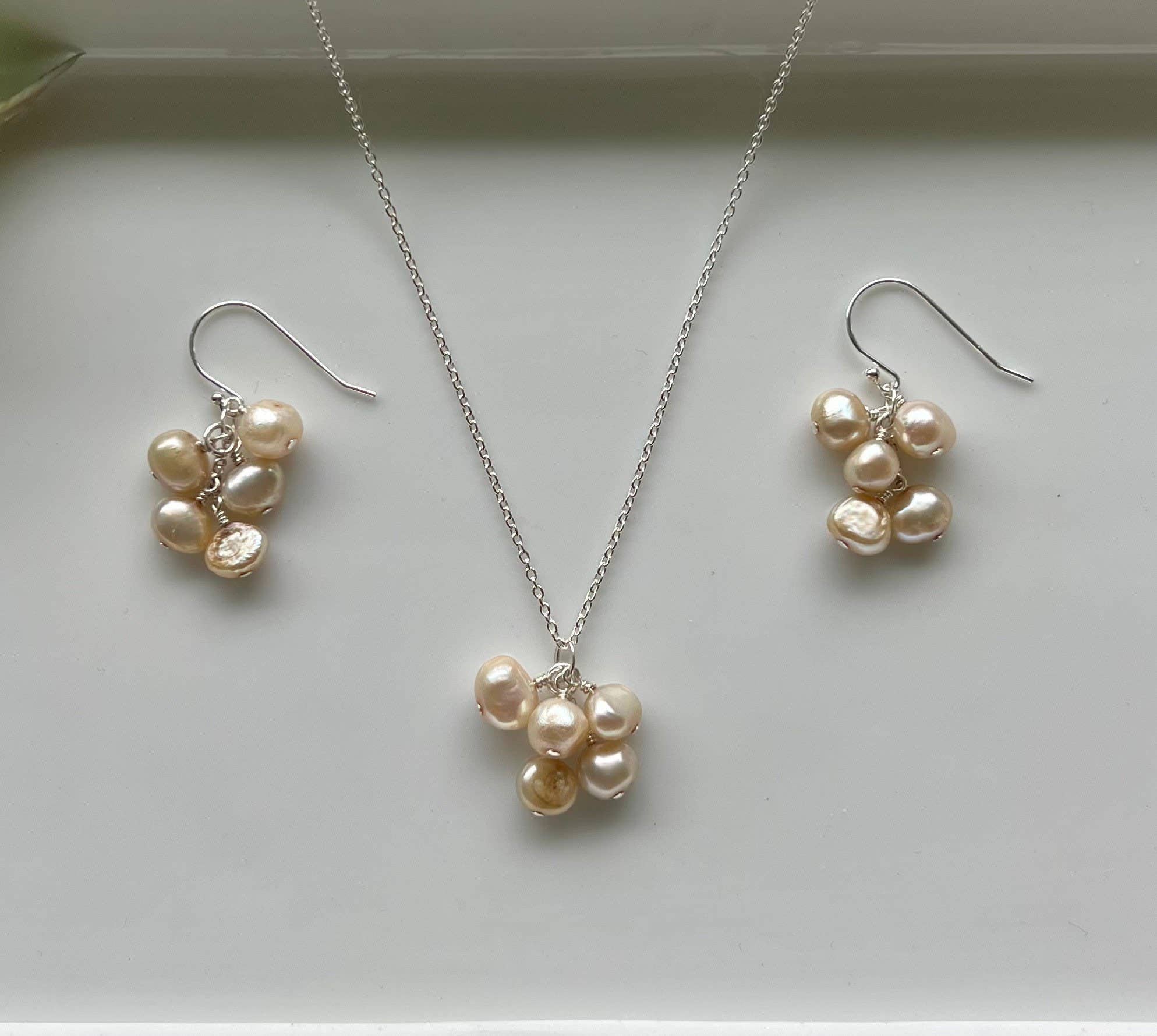 Pearl Cluster Earrings: 14k Gold