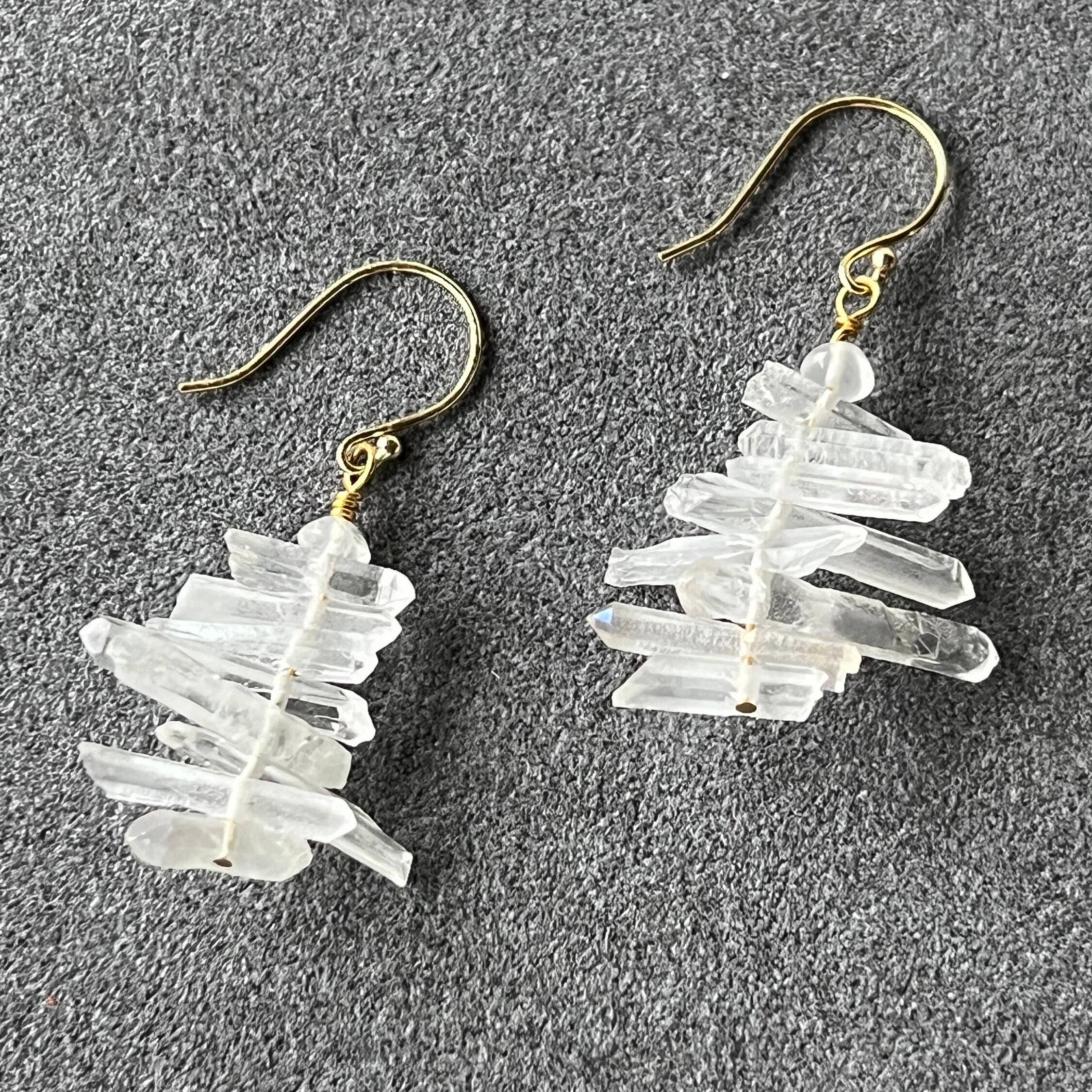 Icicle Earrings Crystal Quartz Earrings: Sterling Silver