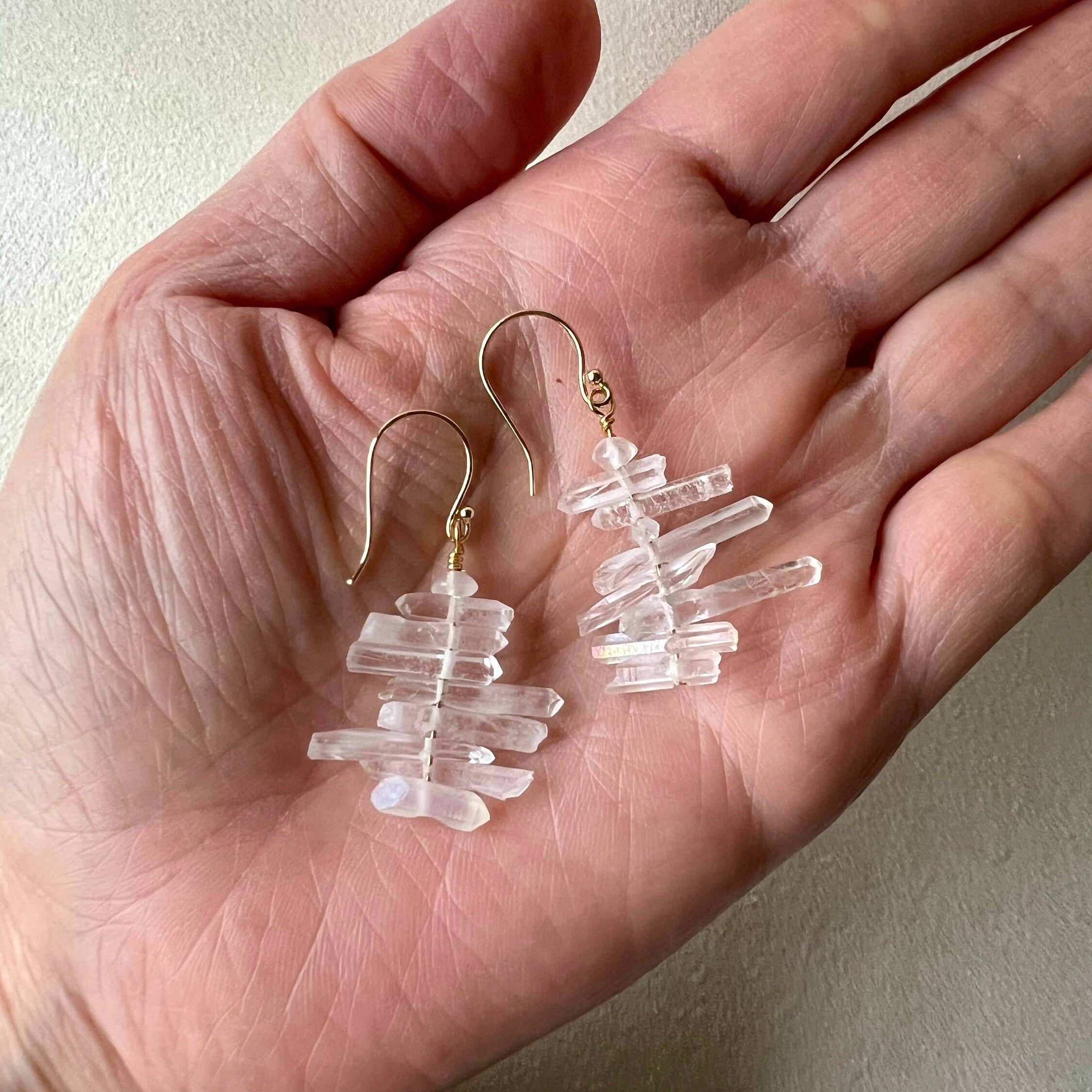 Icicle Earrings Crystal Quartz Earrings: Sterling Silver