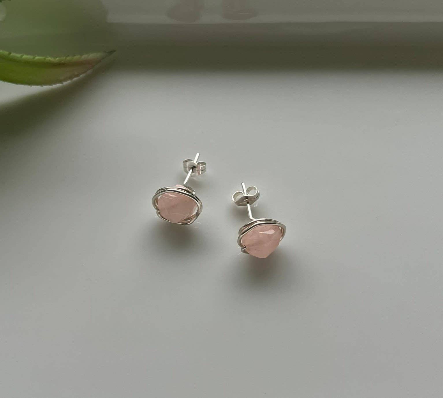 Pink Stone Stud Earrings, Morganite Earrings: Pink / 14k Gold