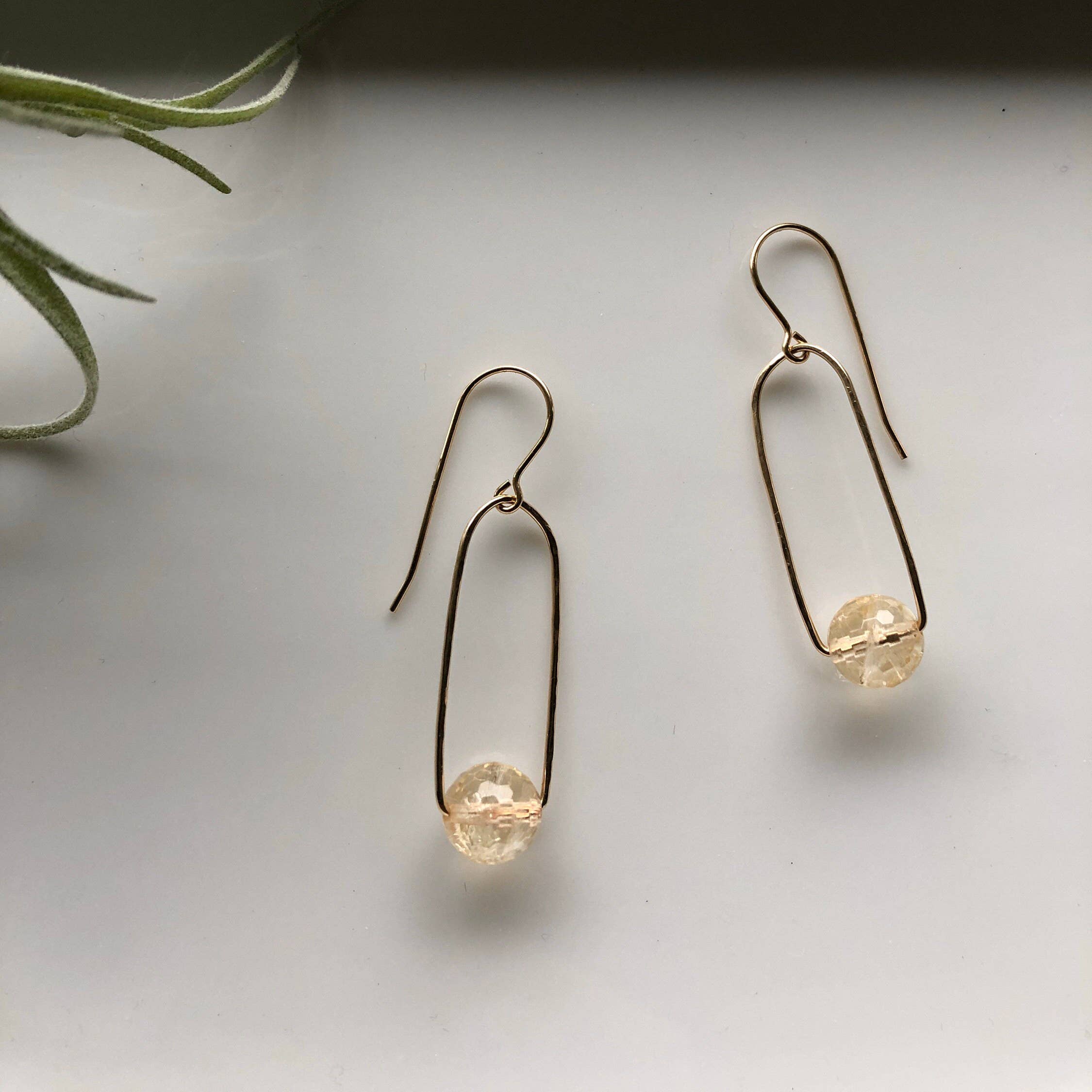 Clear Quartz Earrings: 14k Gold