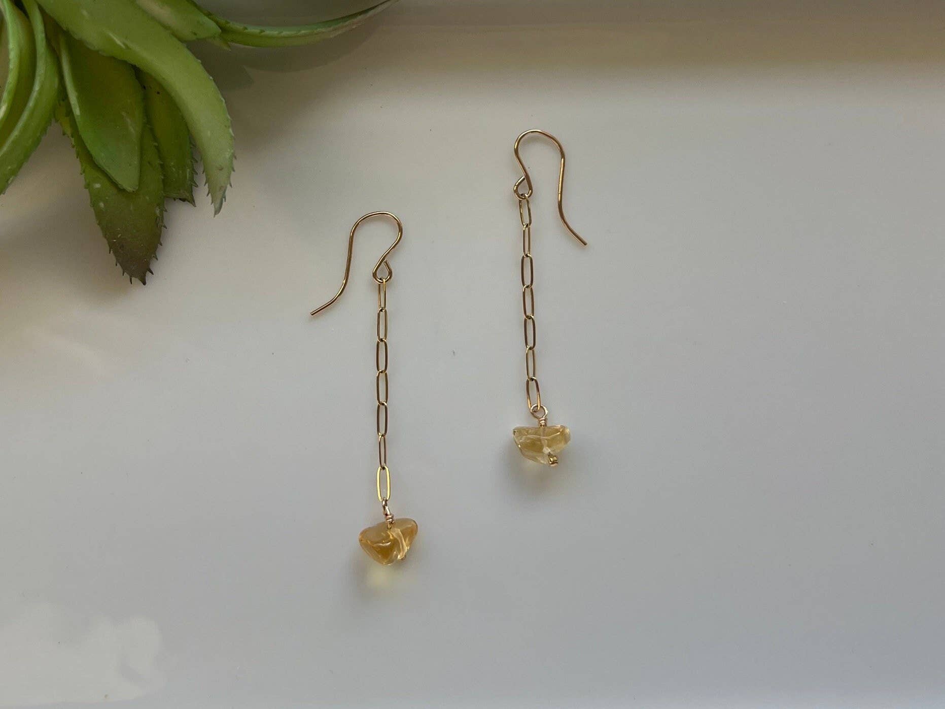 Citrine Chain Earrings