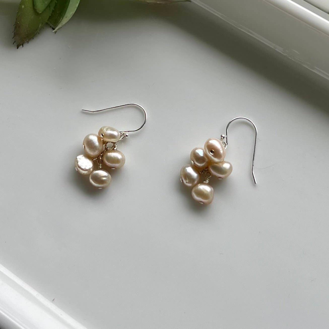 Pearl Cluster Earrings: 14k Gold