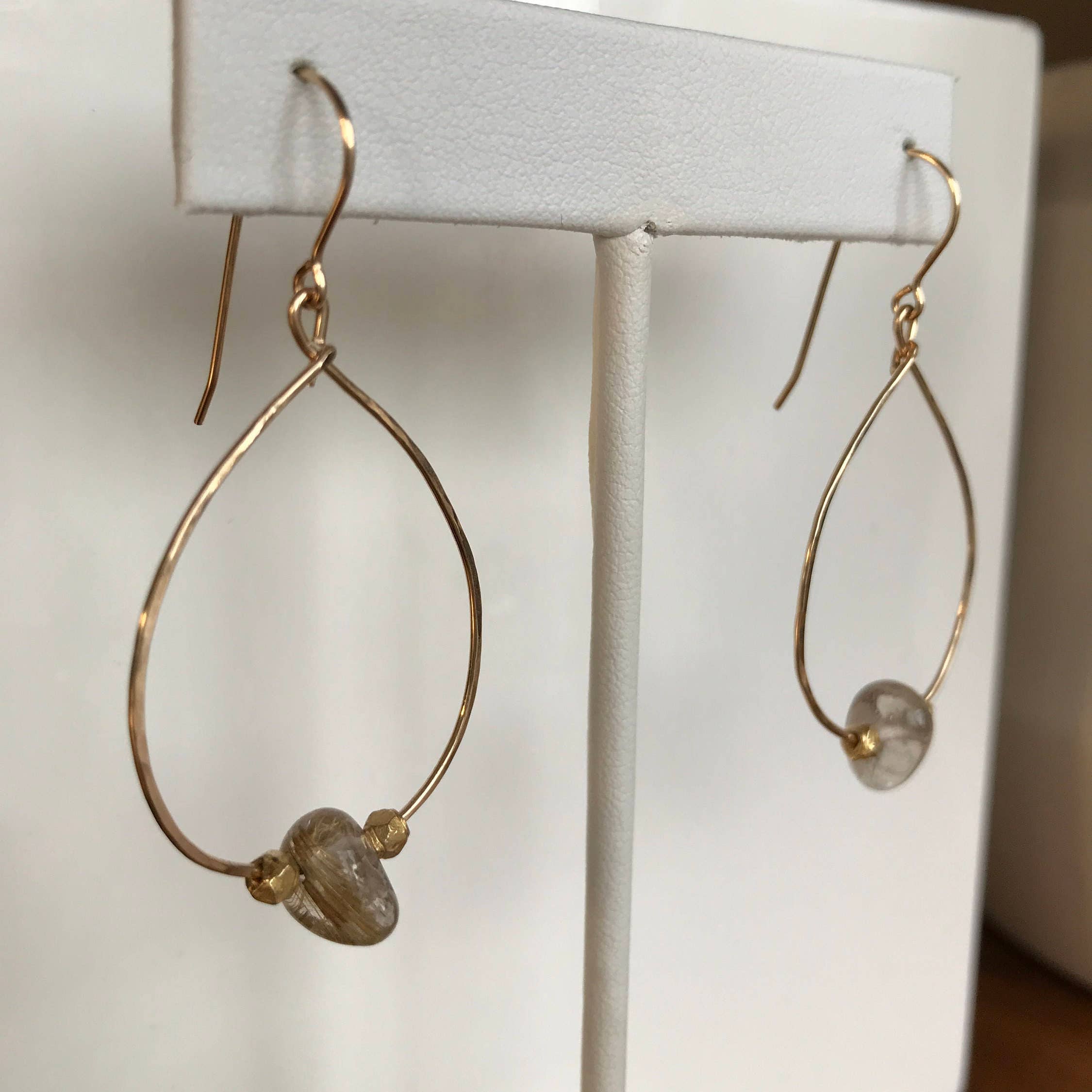 Gold Rutilated Quartz Hoop: 14k Gold