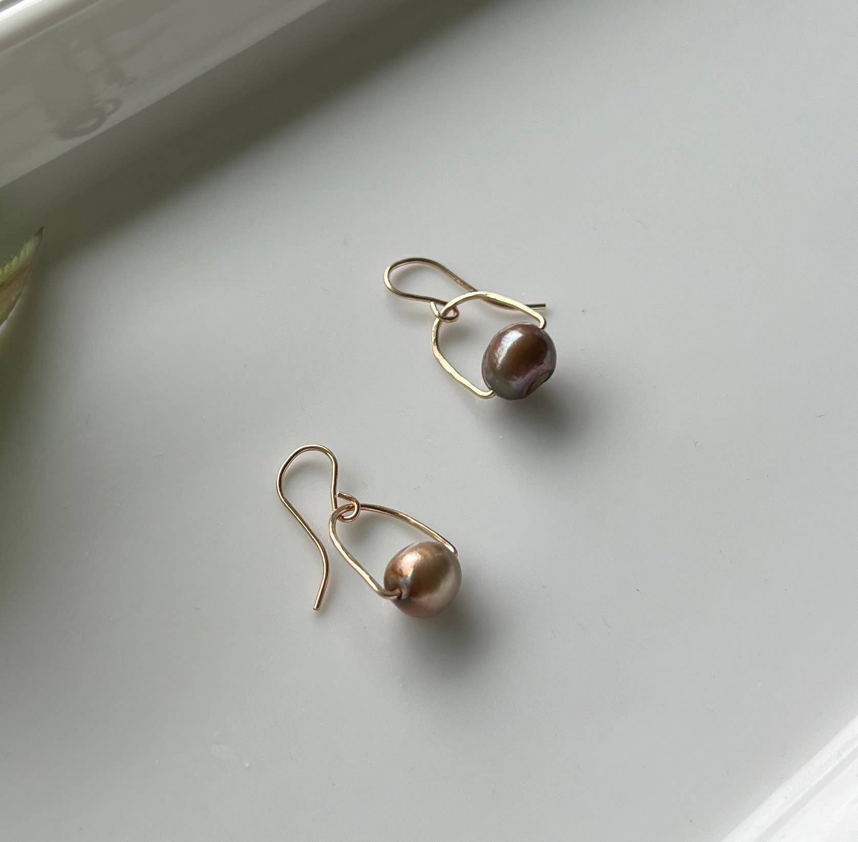 Pearl Drop Earrings: 14k Gold