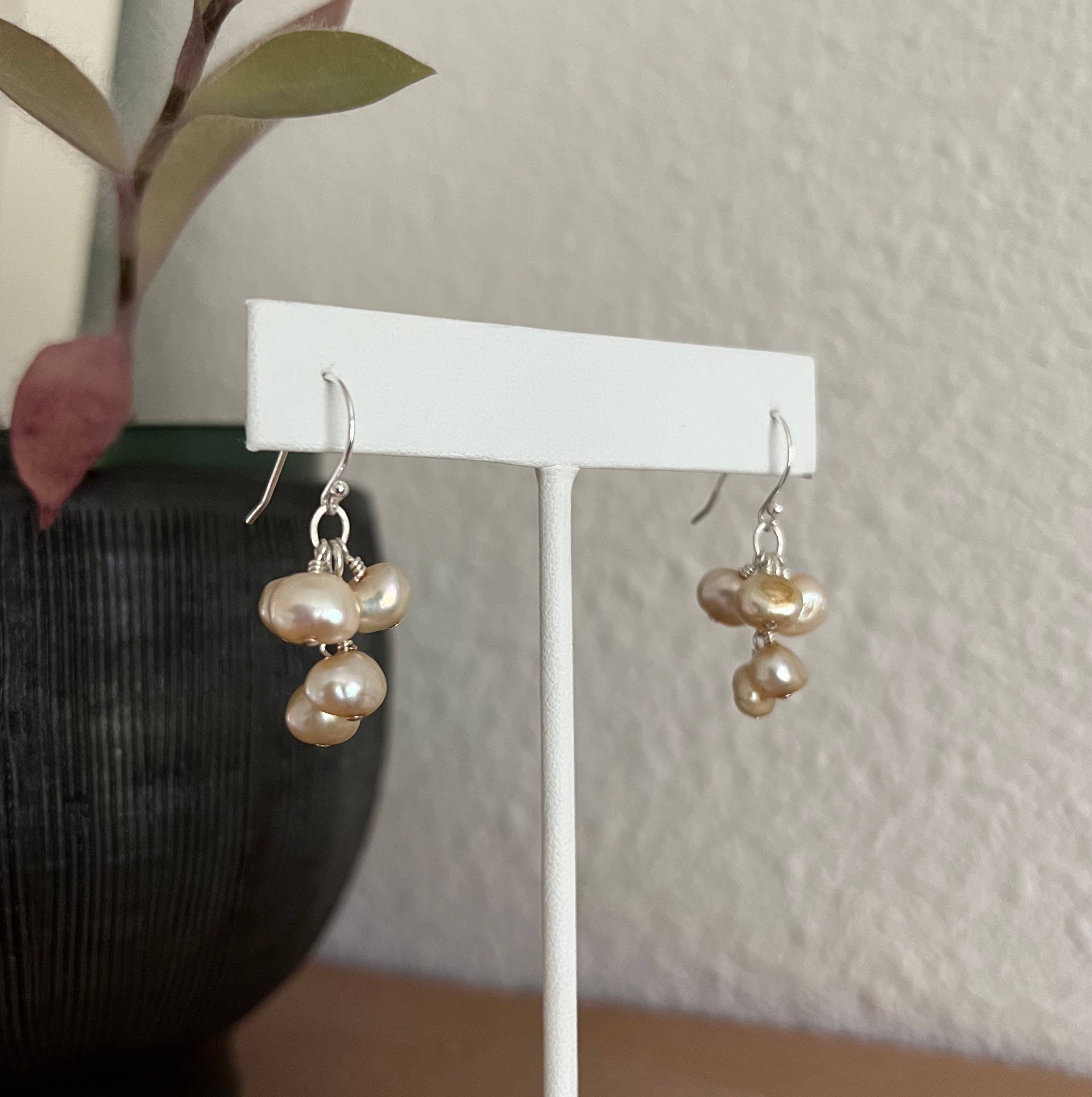 Pearl Cluster Earrings: 14k Gold