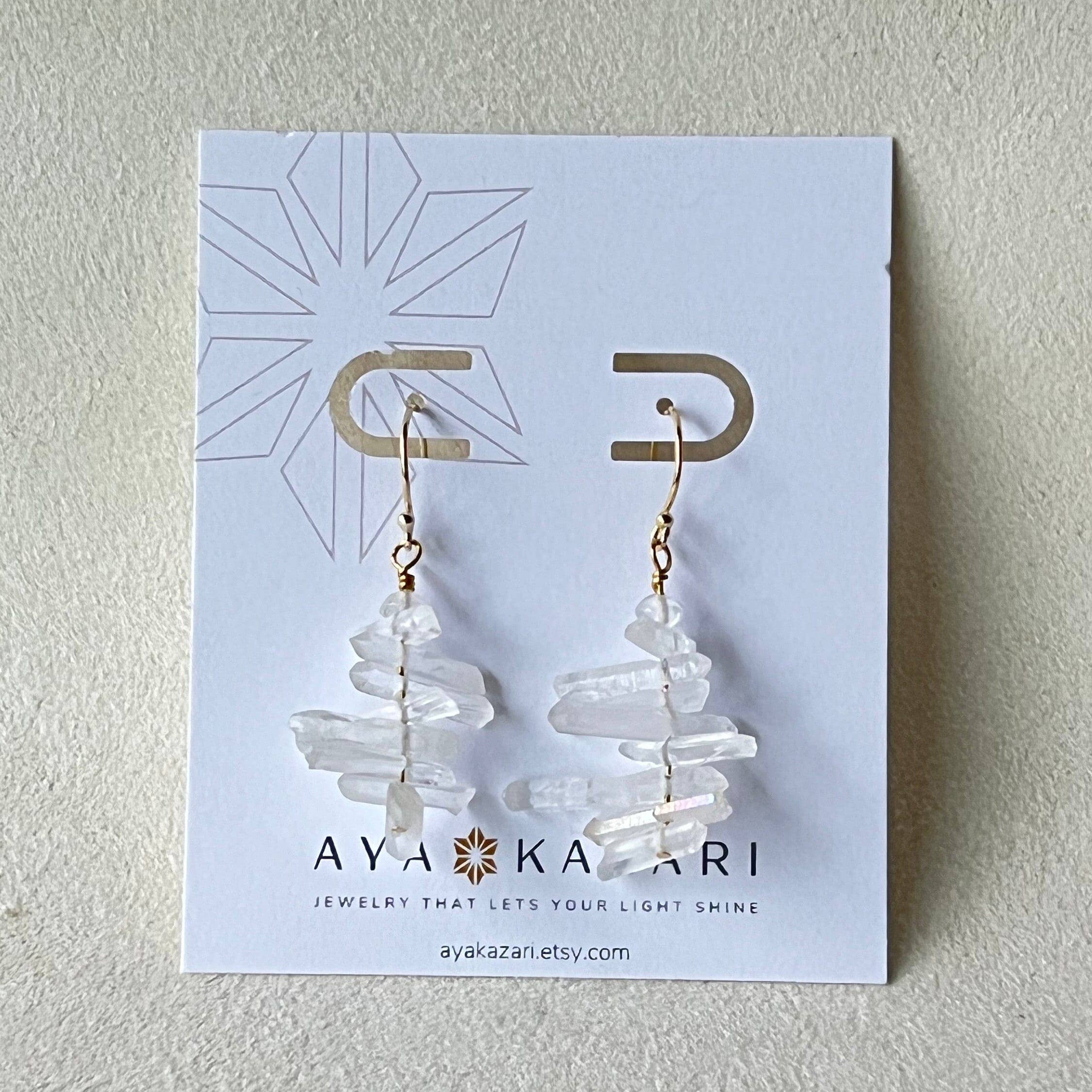 Icicle Earrings Crystal Quartz Earrings: 14k Gold