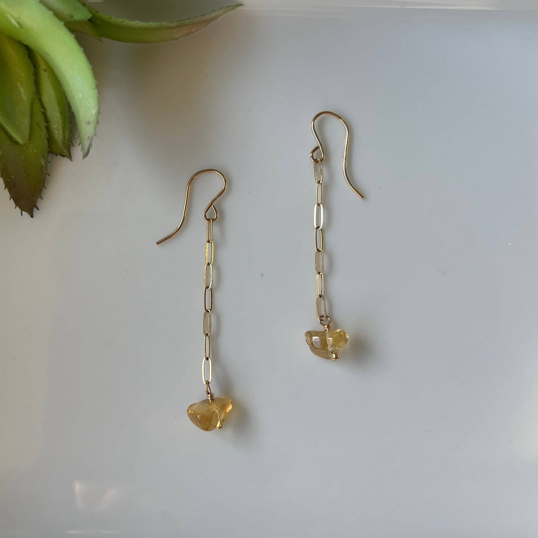 Citrine Chain Earrings