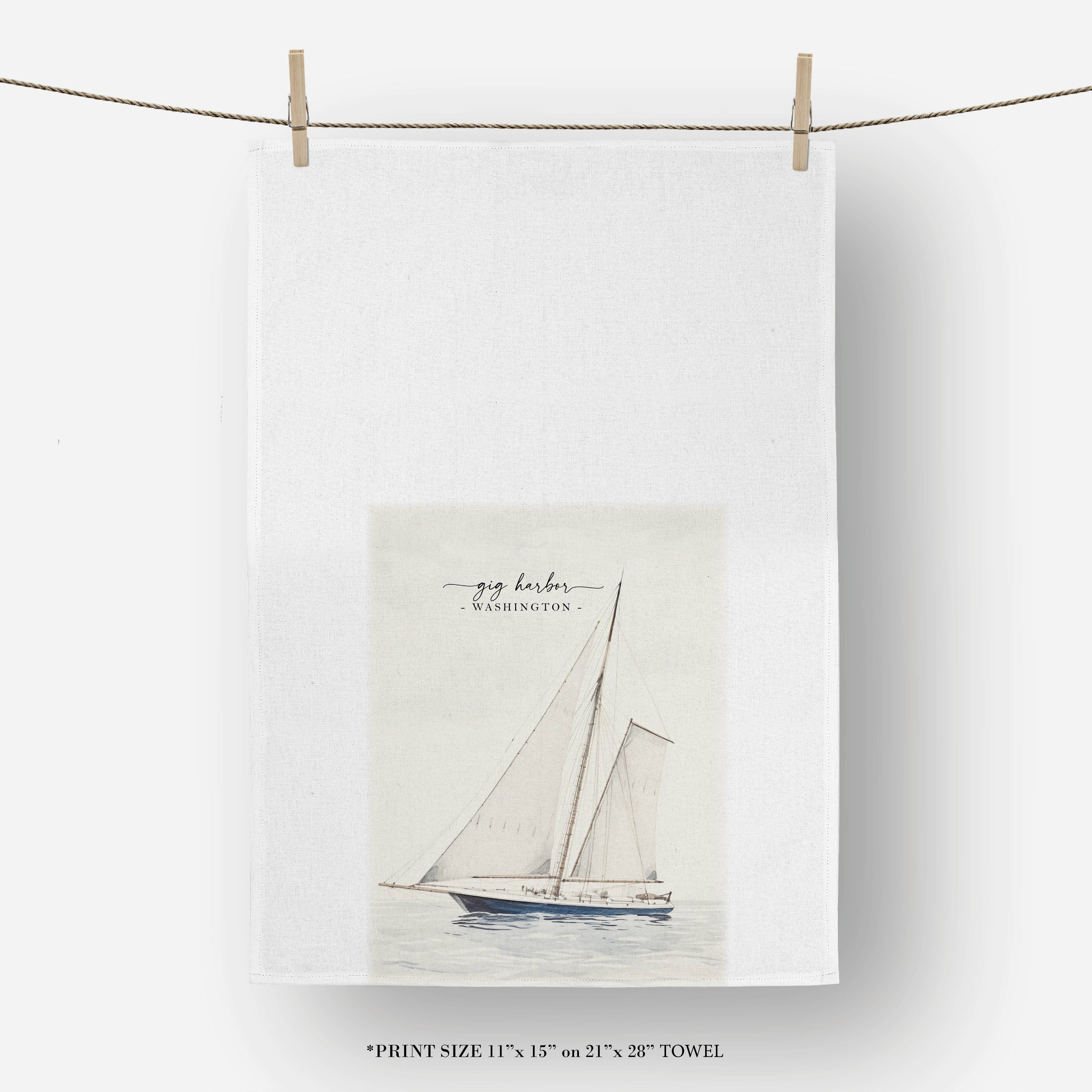 Bainbridge Island Sailboat Tea Towel