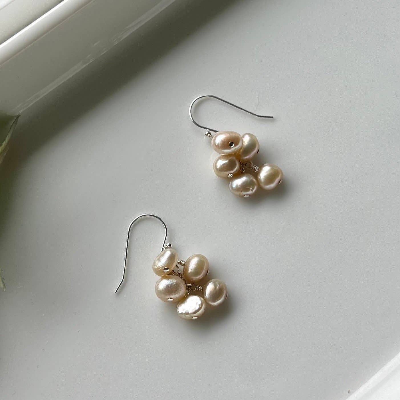 Pearl Cluster Earrings: 14k Gold