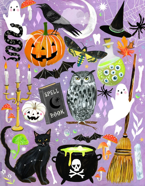 Halloween Art Print |FallWallArt| Watercolor Art|8x10 11x14: 8 x 10