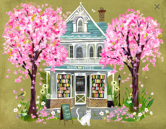 Cherry Blossom Book Shop | Art Print: 11 x 14