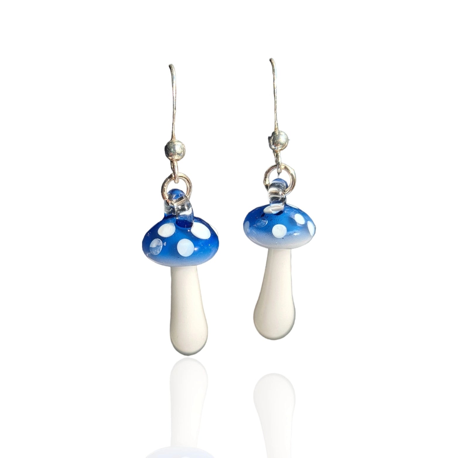 Minature Glass Amanita Mushroom Earrings