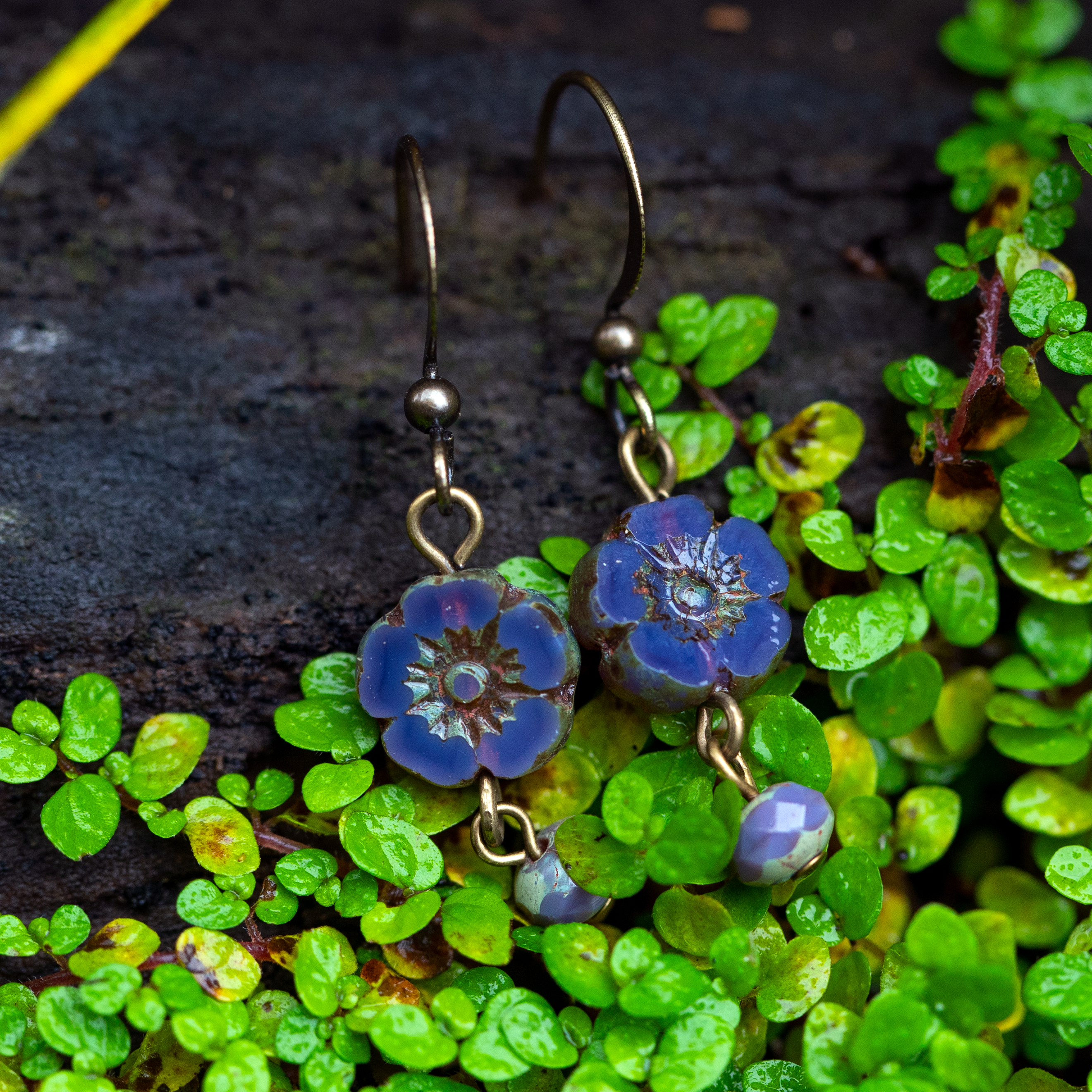 Single Hibiscus Flower Earring w/Drop