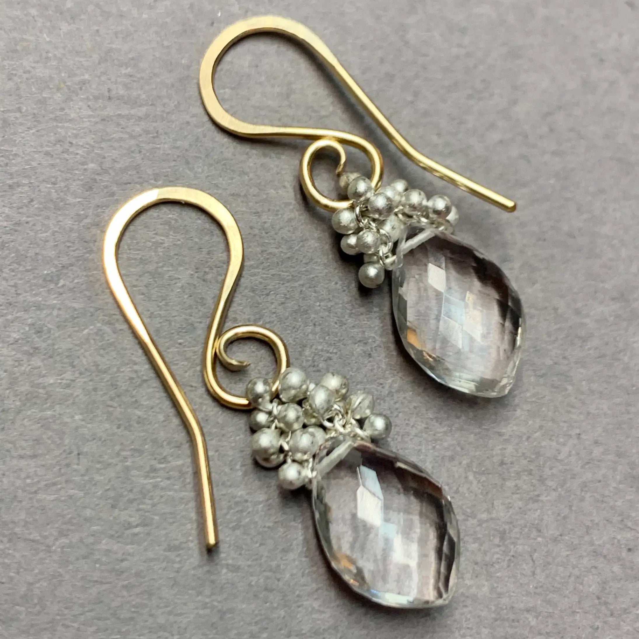 Clear Quartz Caviar Dew Drop Earrings