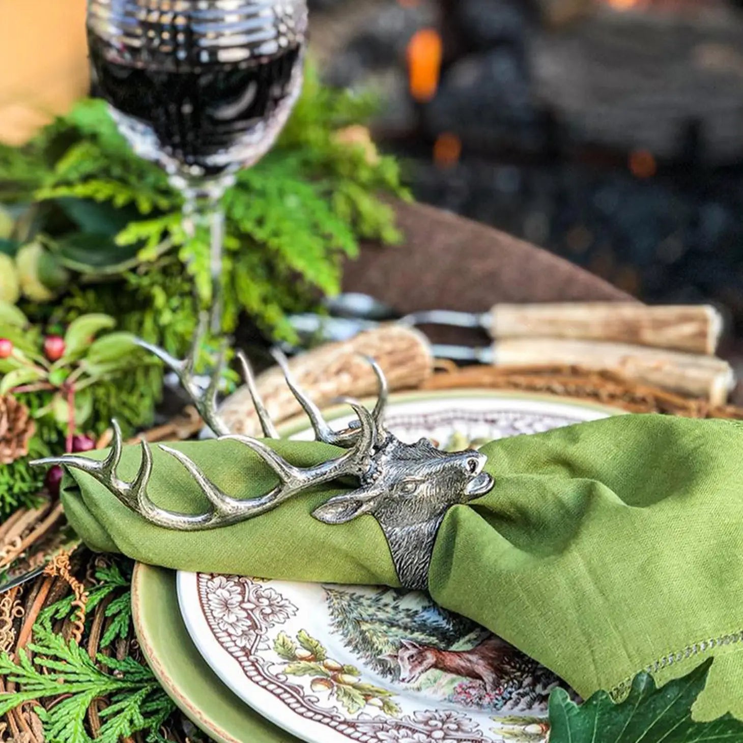 Pewter Elk Head Napkin Rings