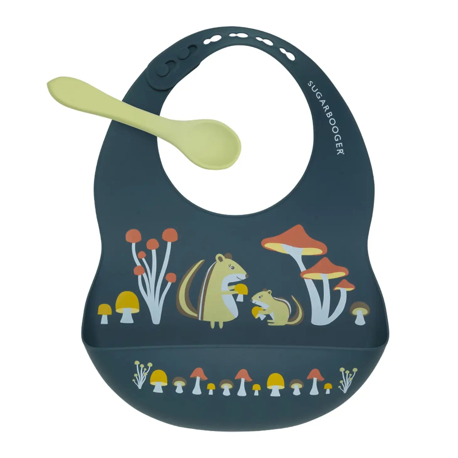 Fresh & Messy Silicone Bib & Spoon Set | Mostly Mushrooms