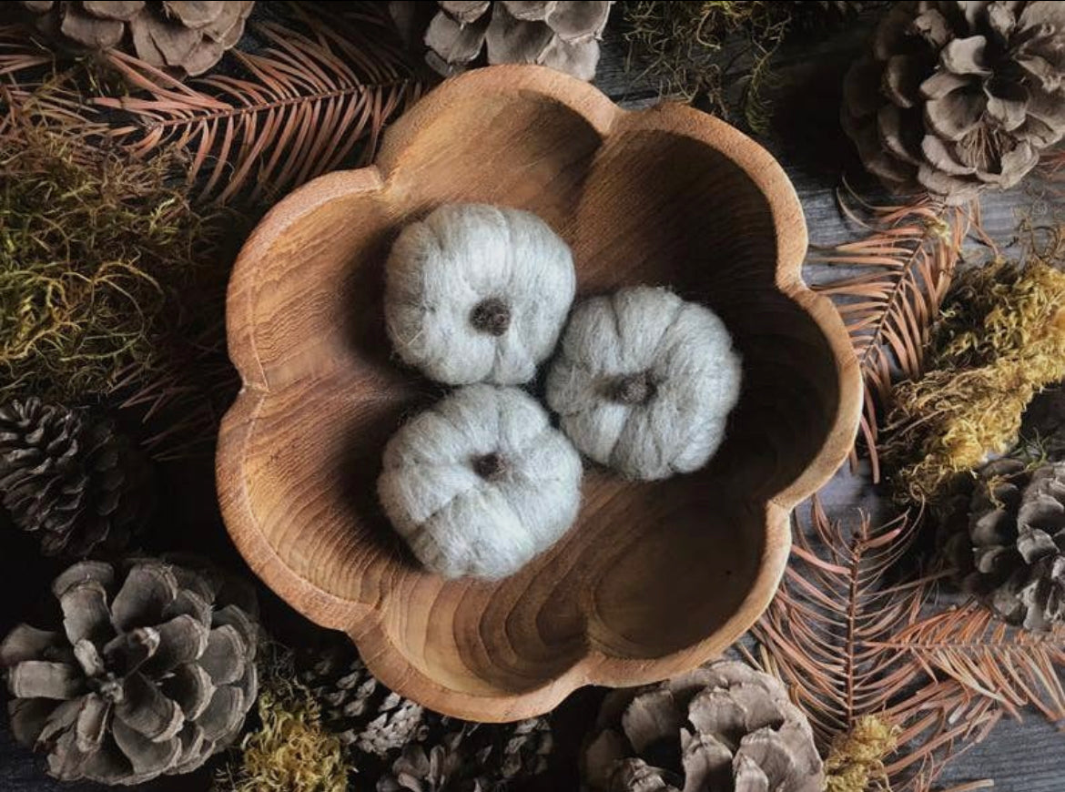 Cloudy Gray Felted Wool Mini Pumpkin