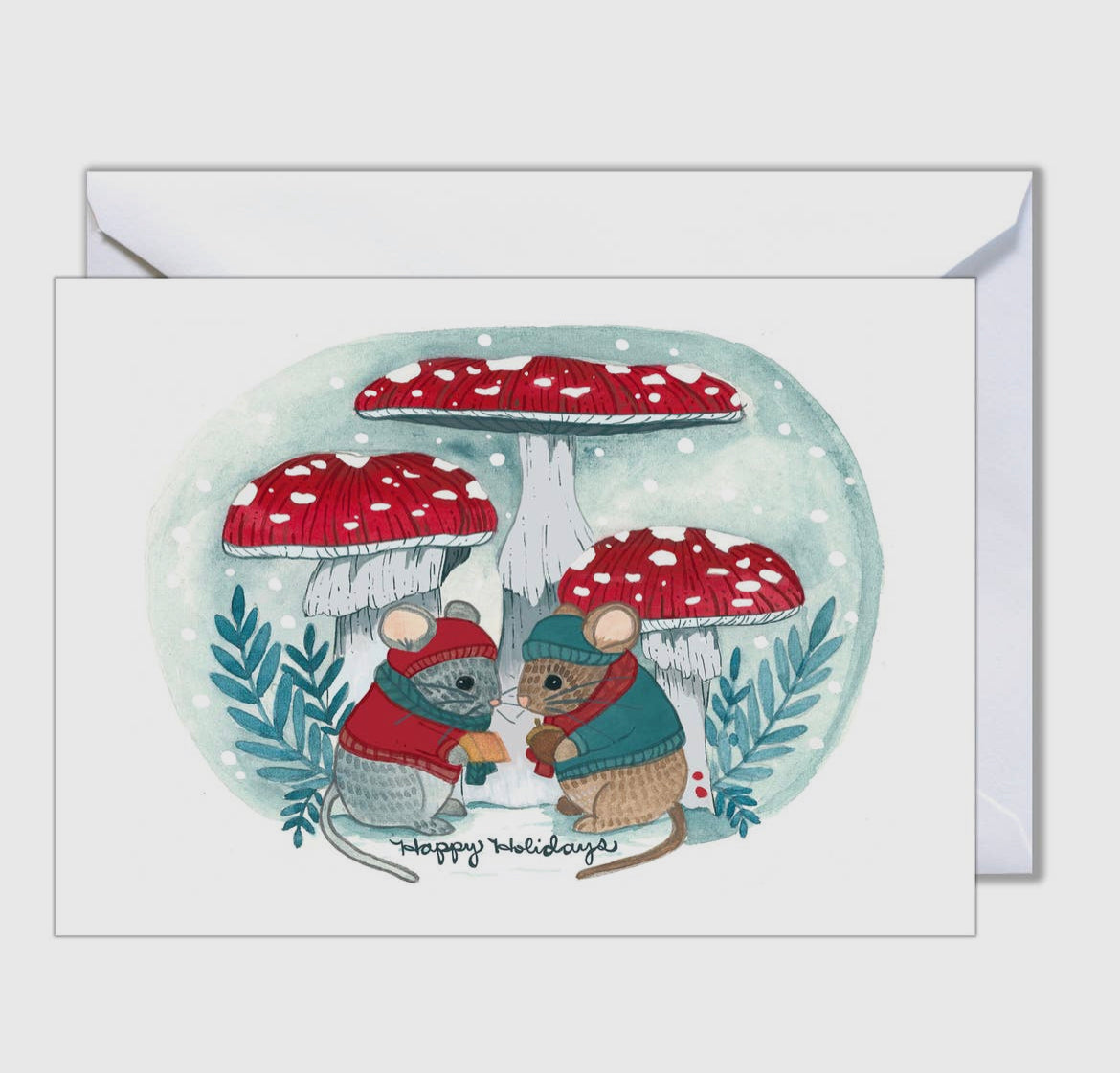 Happy Holidays Mice Blank Holiday Card