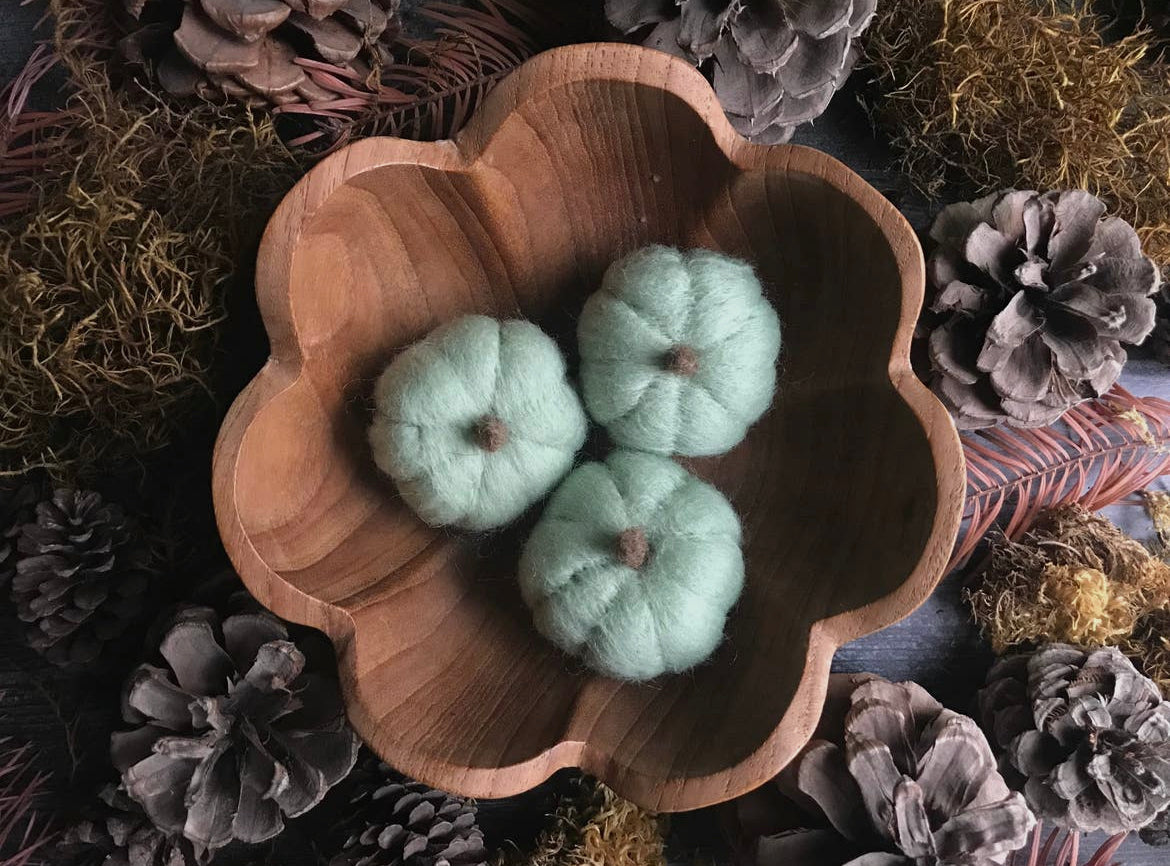 Mint Green Felted Wool Mini Pumpkin