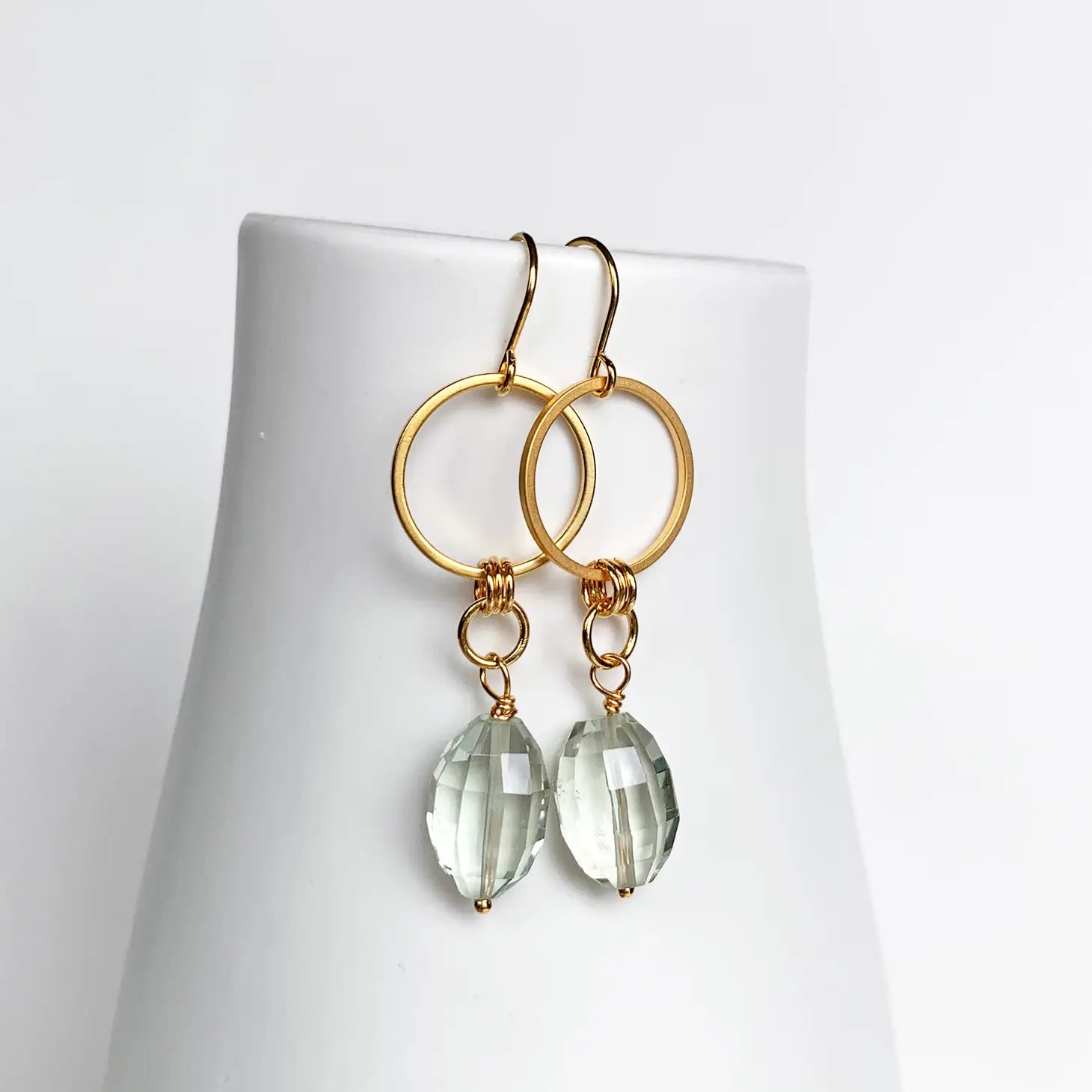 Green Amethyst Circle Earrings