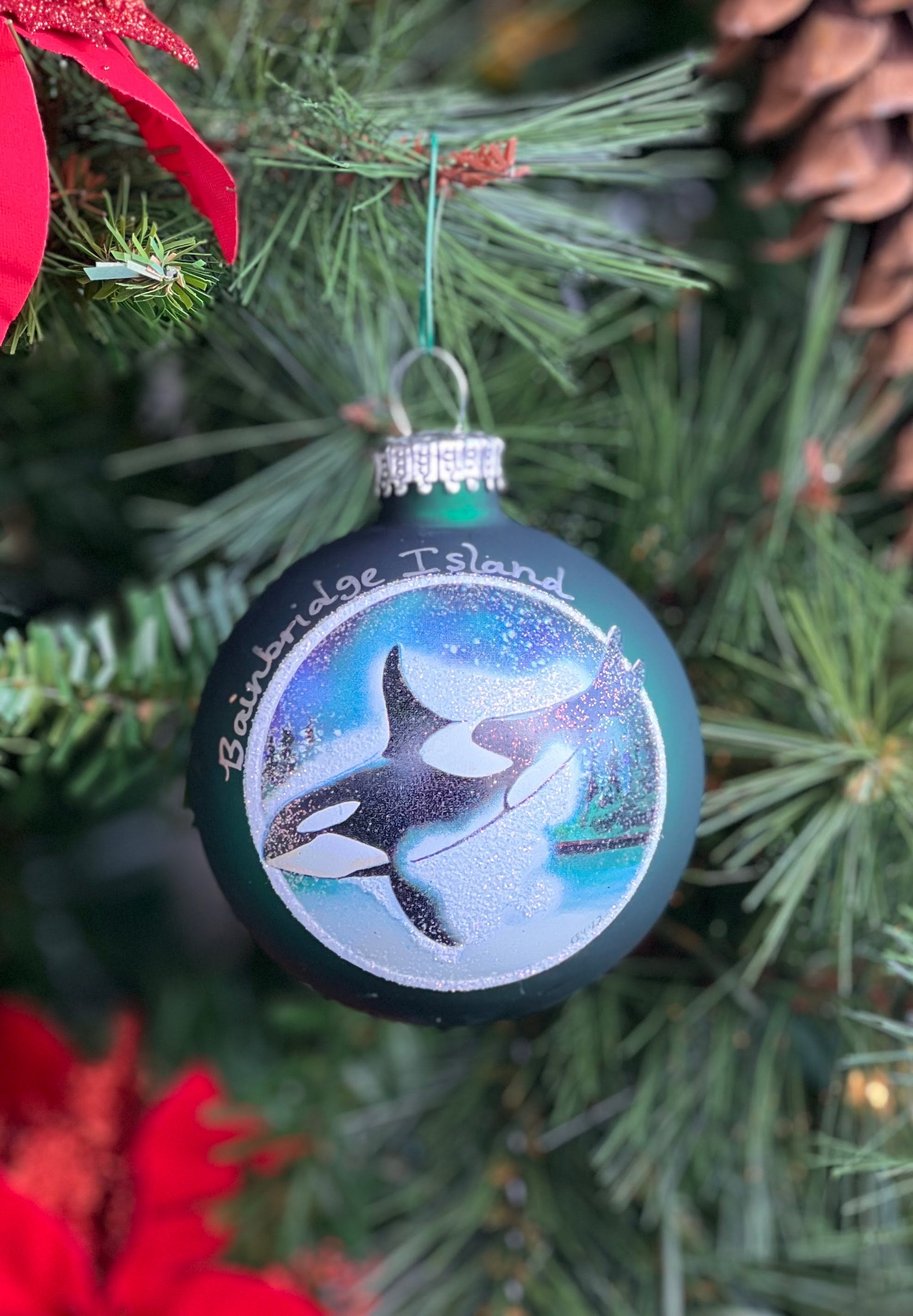 Bainbridge Island Orca Glass Globe Ornament