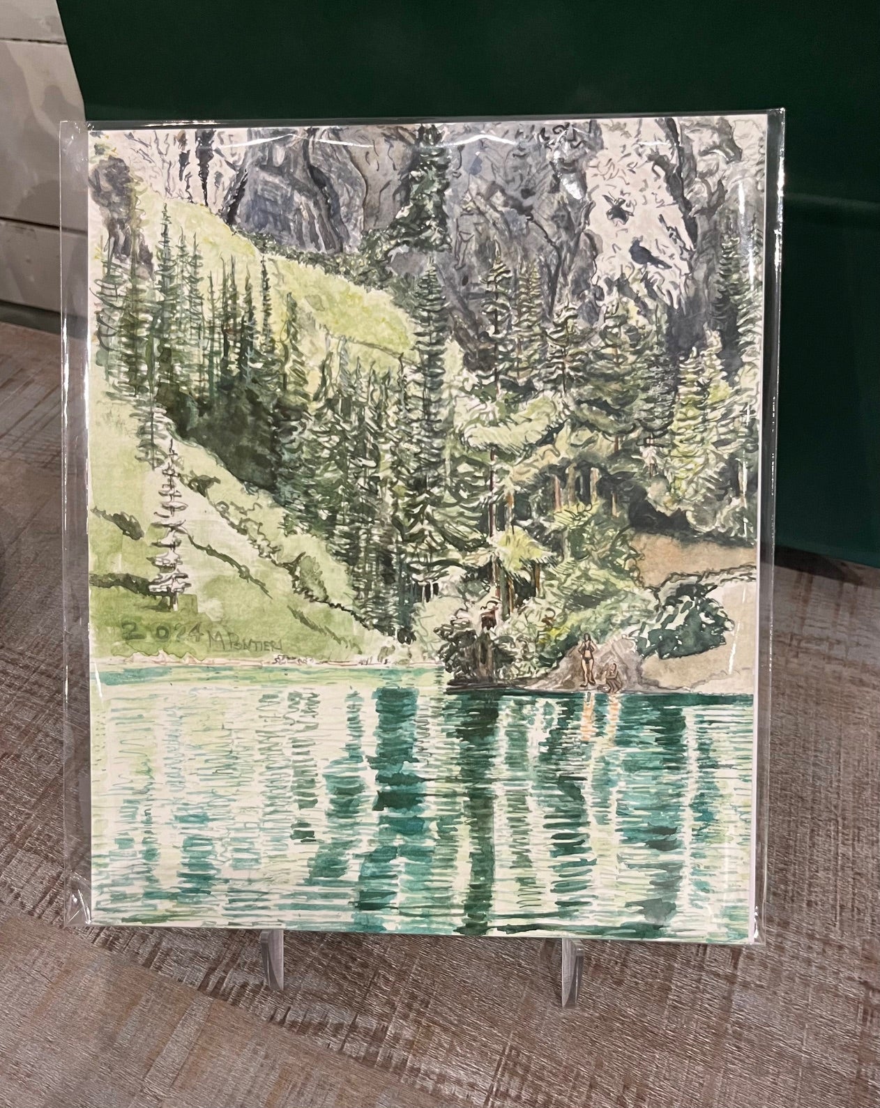 "Two Swimmers at Lake Angeles" Original Watercolor by Pontieri