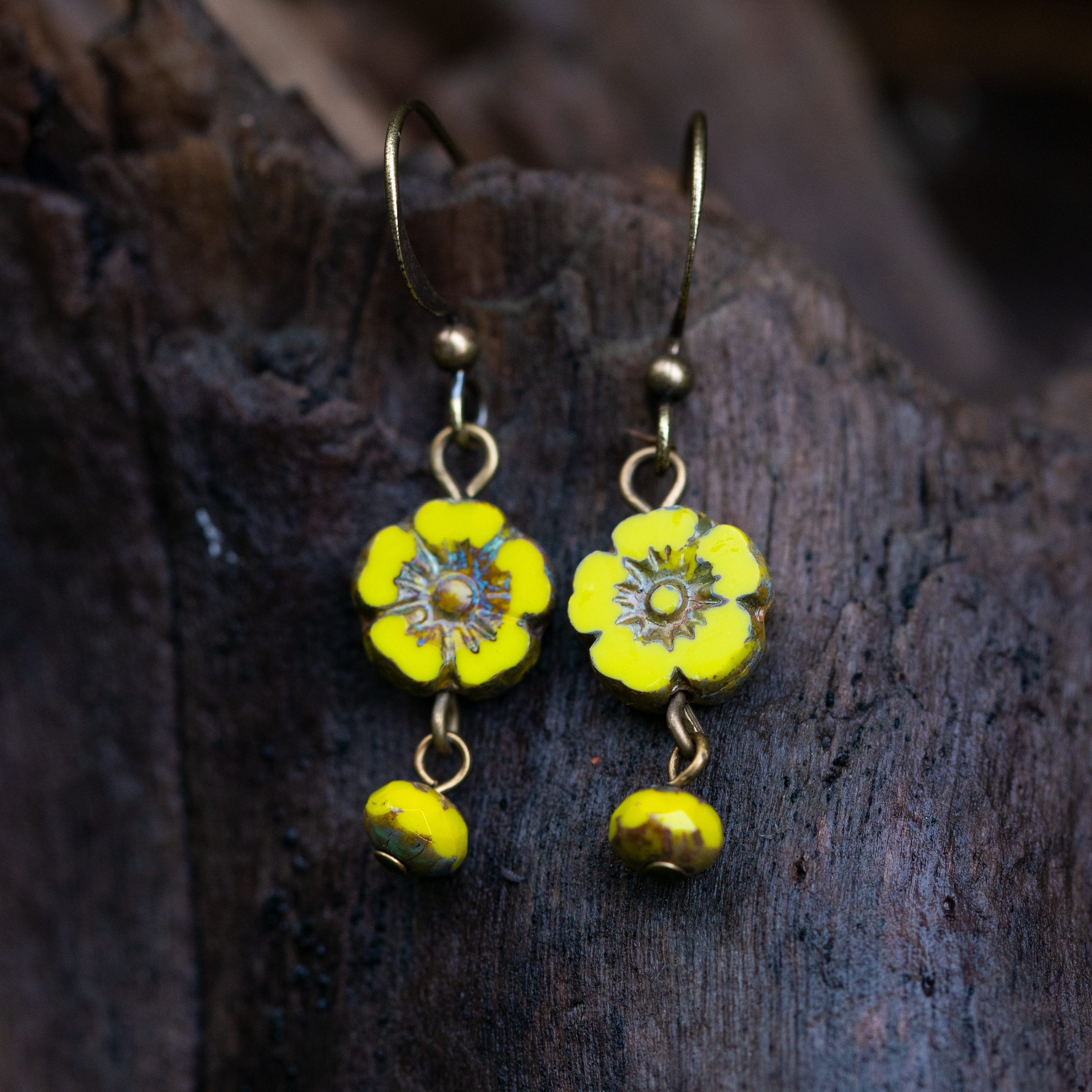 Single Hibiscus Flower Earring w/Drop