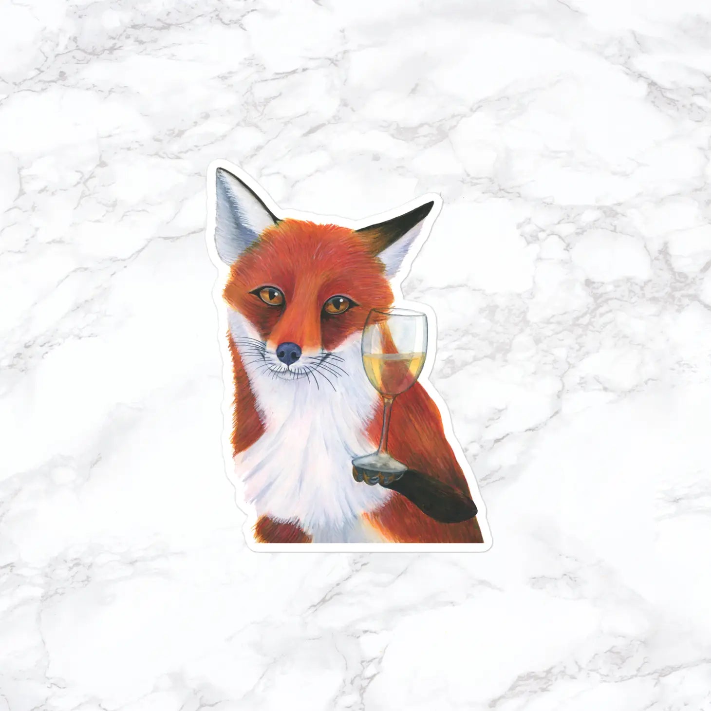 Red Fox with White Wine Sticker