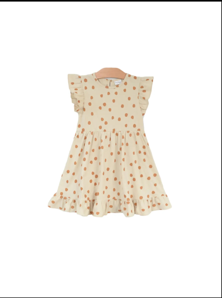 Ruffle Dress Dots-Saffron