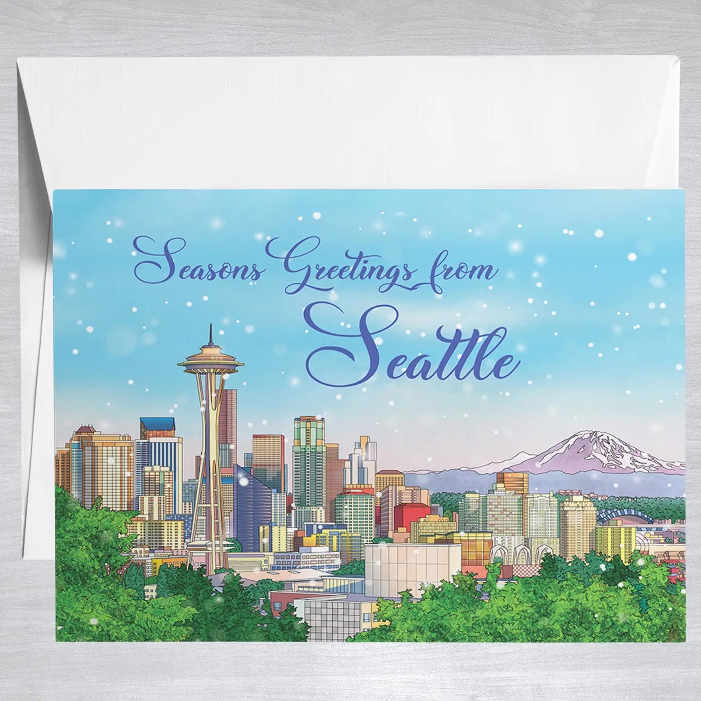 Seattle Skyline Holiday - Greeting Card