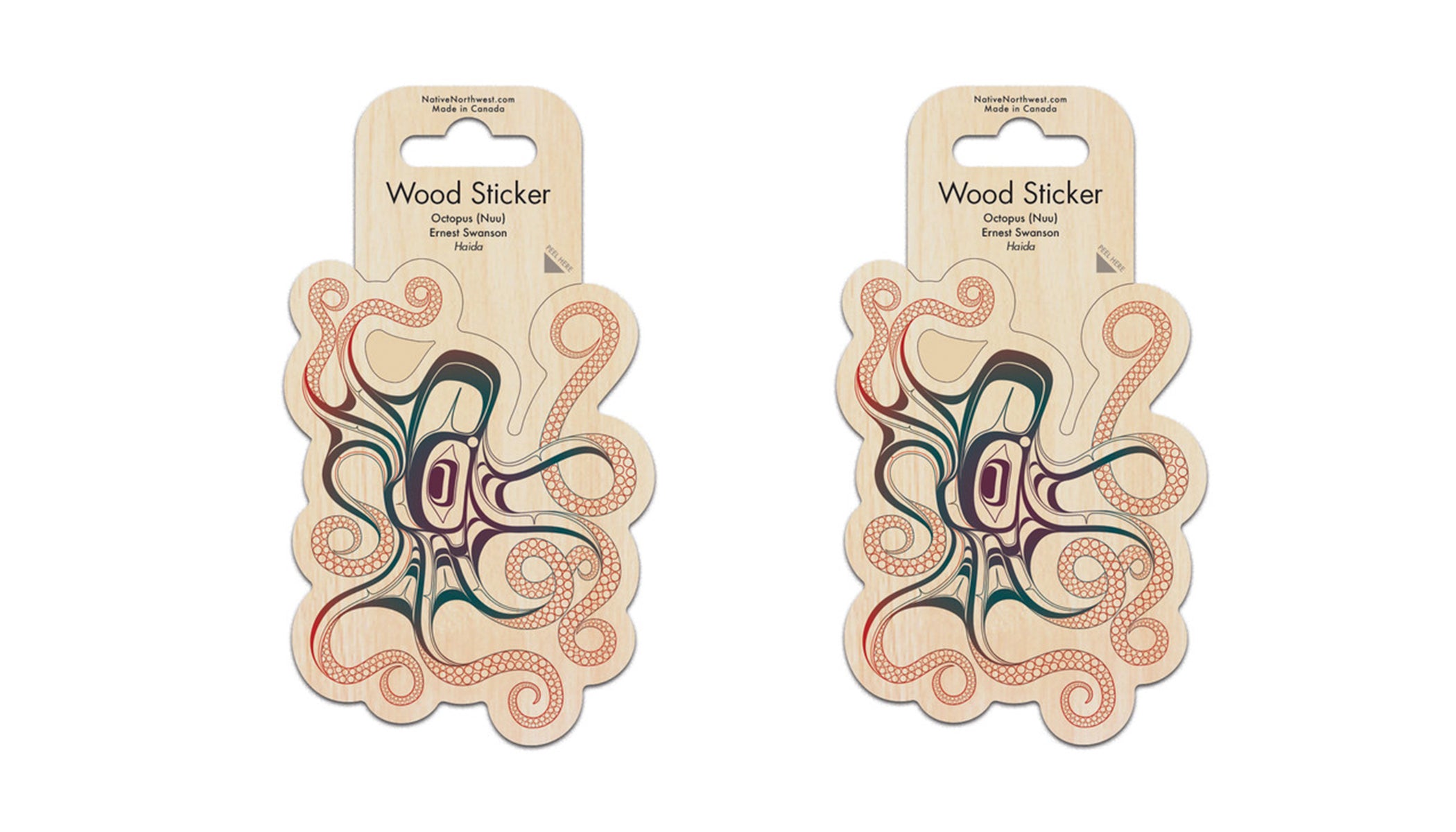 Wood Sticker | Octopus (NUU) Ernest Swanson (Haida)