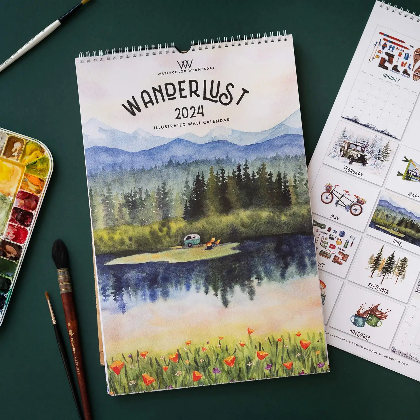 Wanderlust 2024 Illustrated Wall Calendar