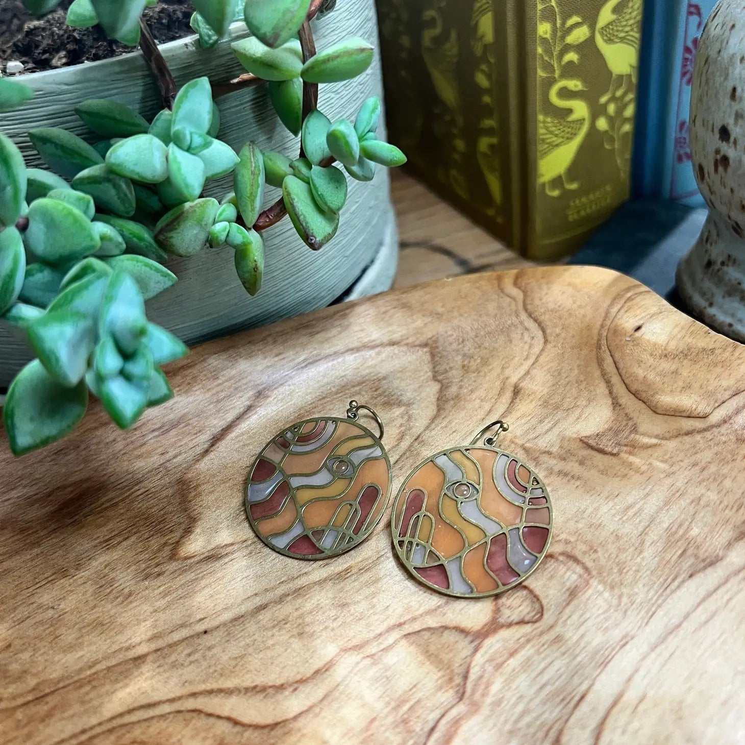 Waves Stained Glass Resin Earrings