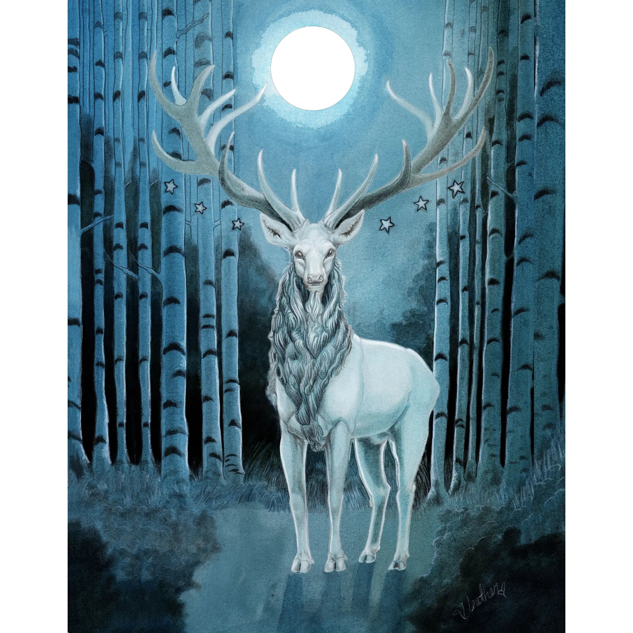 White Hart Moon Greeting Card