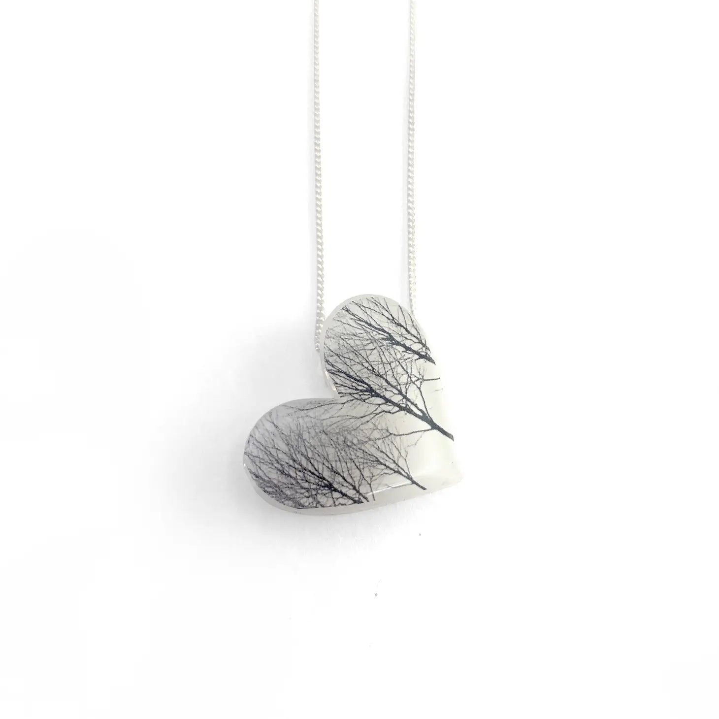 White Heart Trees Necklace