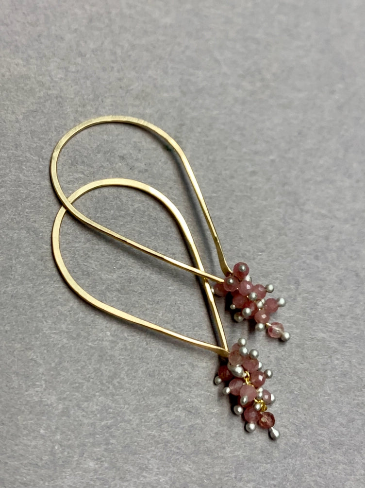 Xs Pink Tourmaline Tear Hoop Earrings