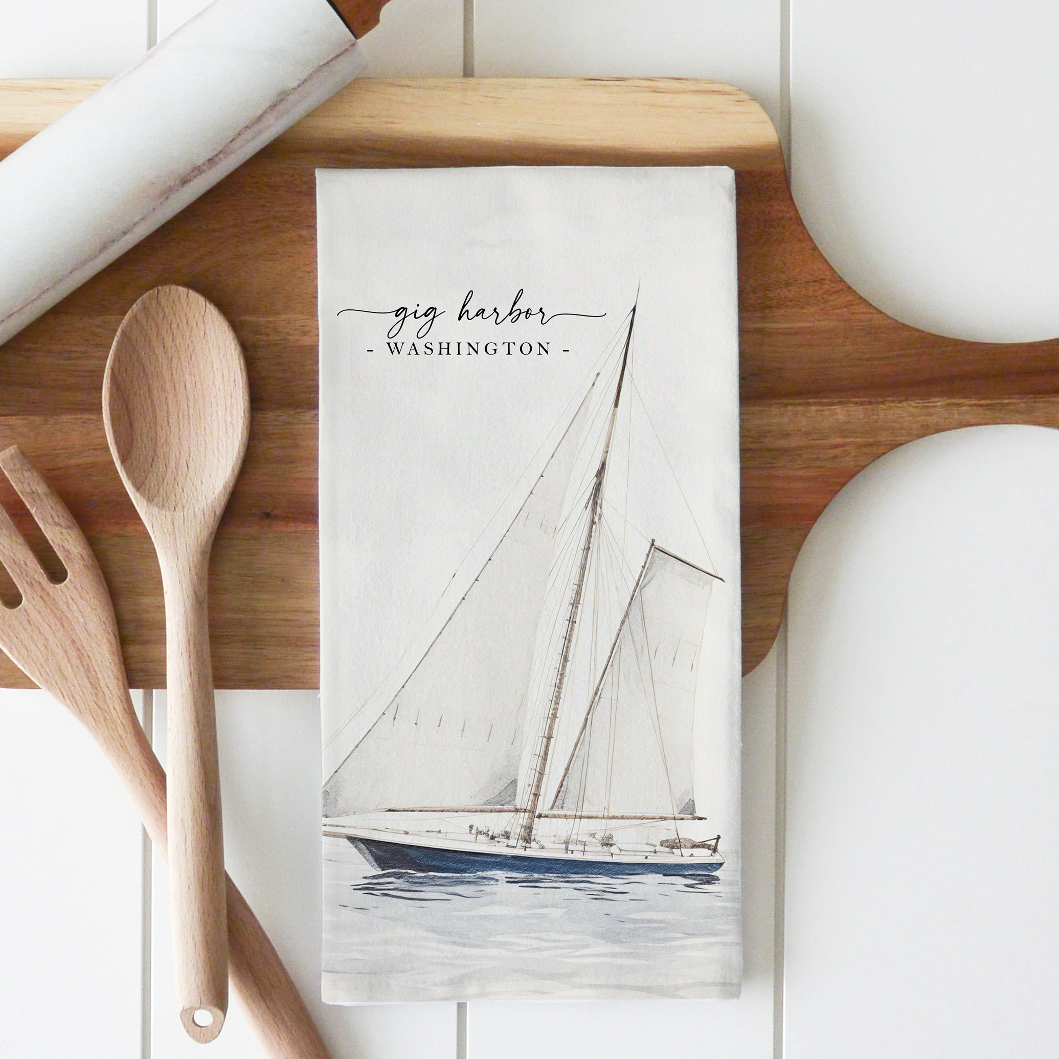 Bainbridge Island Sailboat Tea Towel