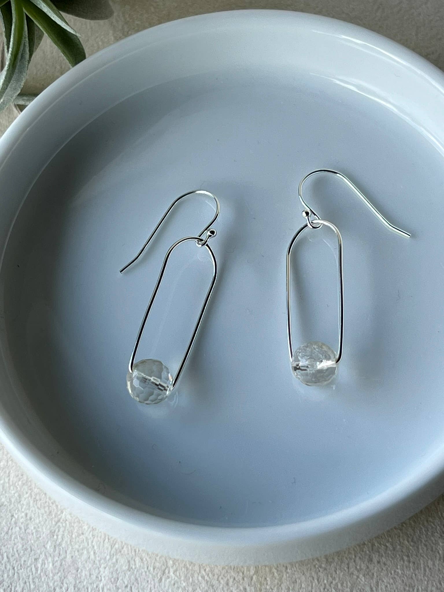 Clear Quartz Earrings: 14k Gold