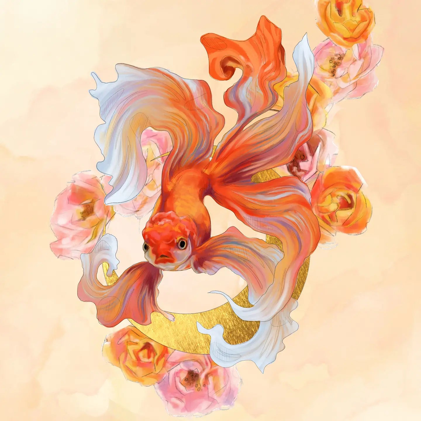 Floral Goldfish | Art Prints