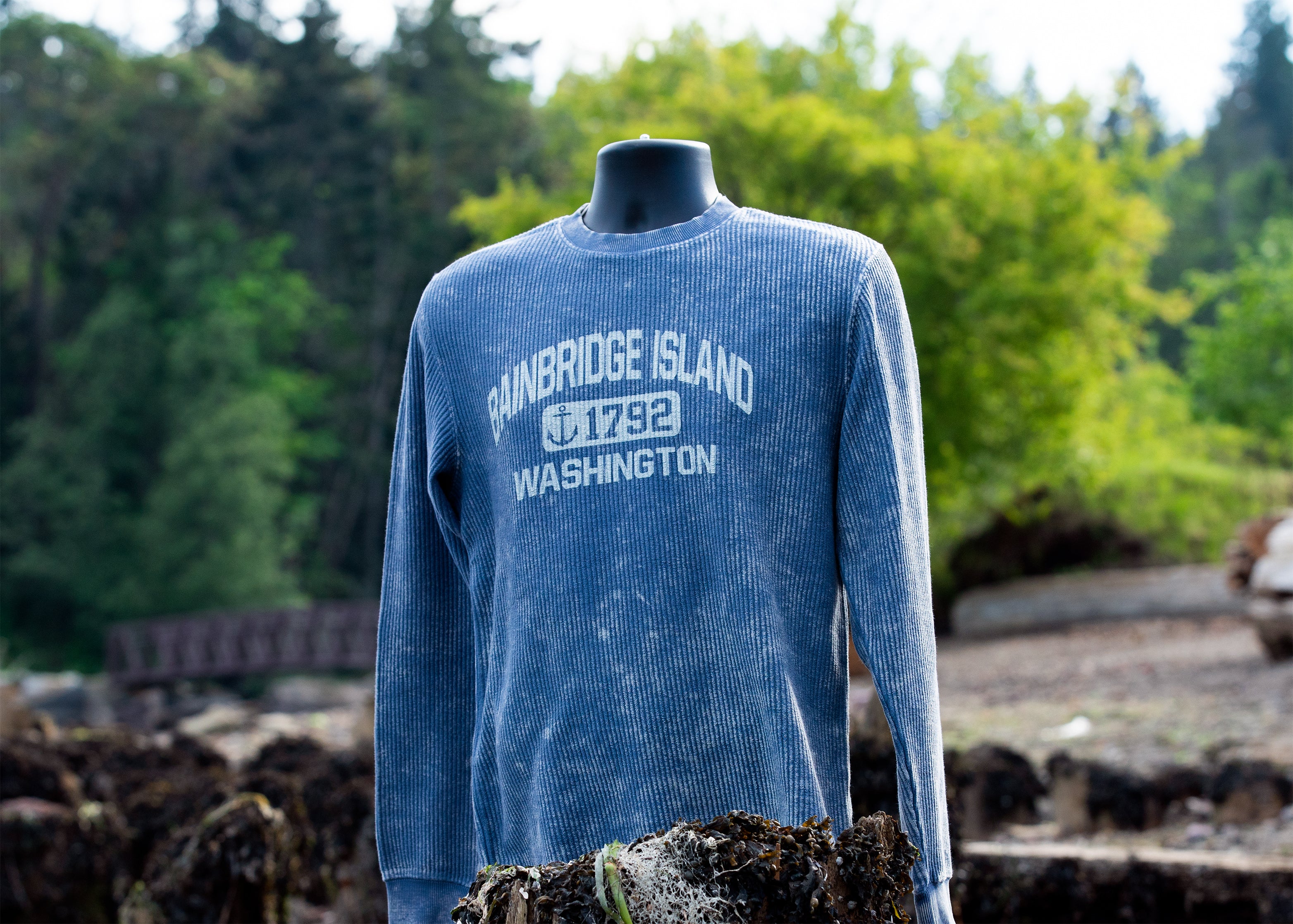 Bainbridge Island Harbor Corded Crew | Steel Blue