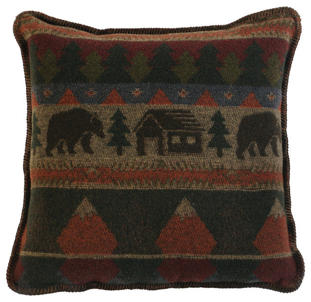 Cabin Bear Washable Wool Pillow 20" x 20"