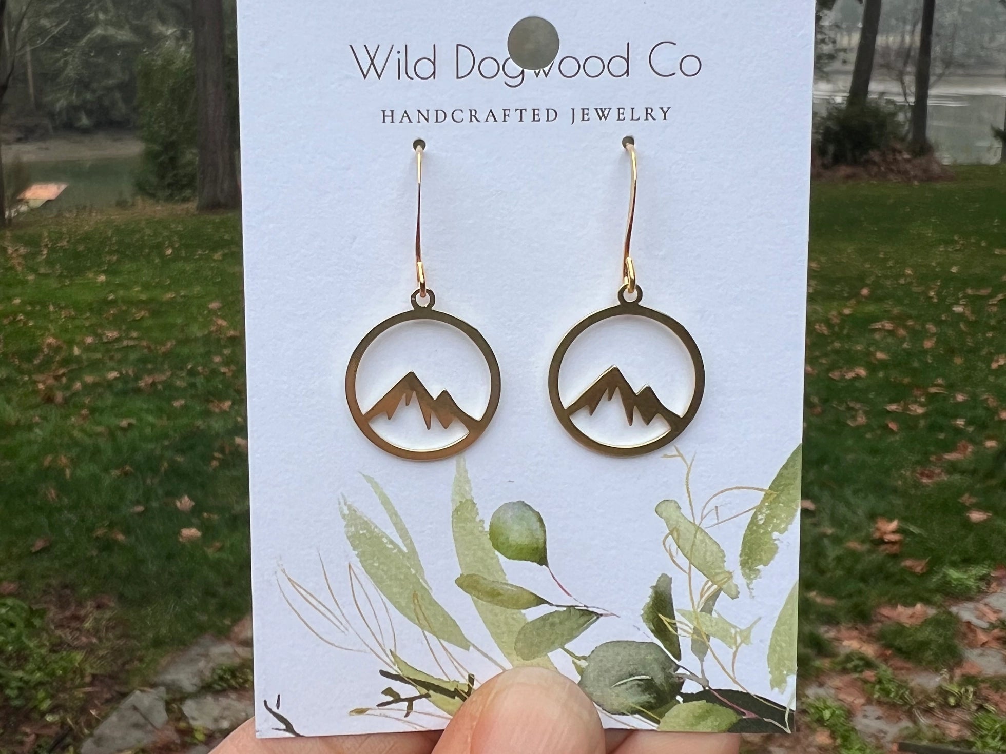 Small Brass Mountain Earrings