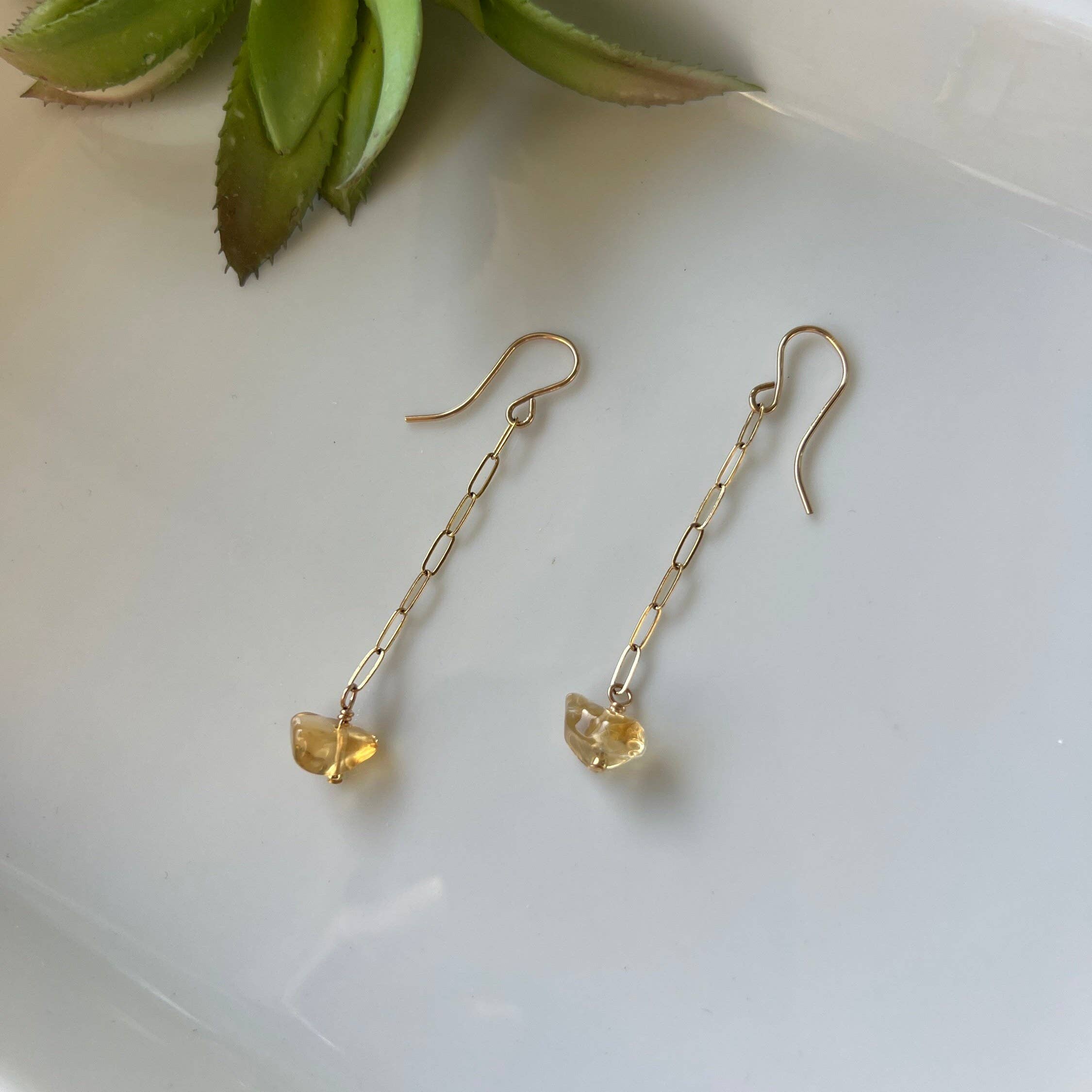 Citrine Chain Earrings