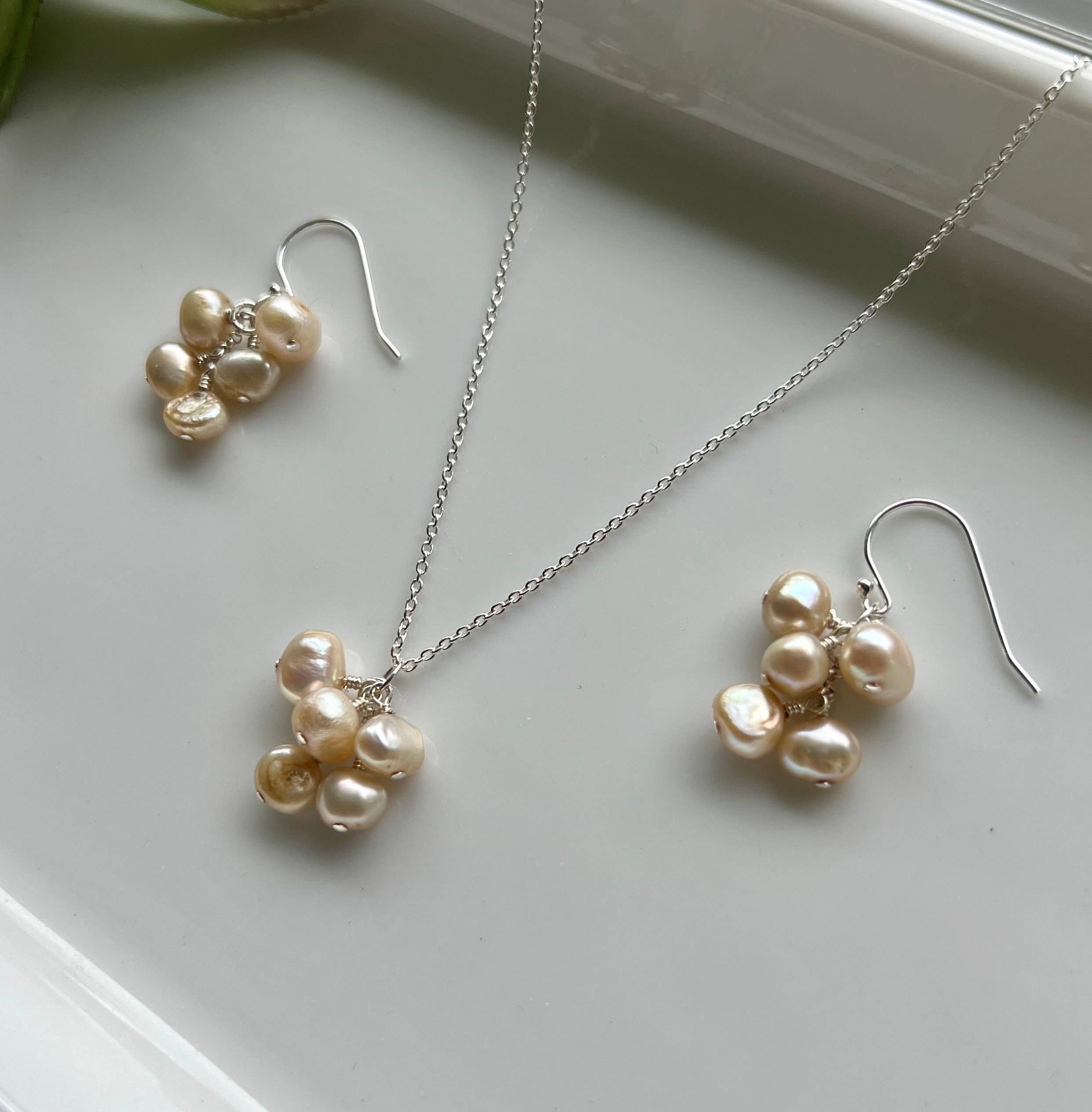 Pearl Necklace Freshwater Pearl Bridal Necklace Set: 14k Gold / 18