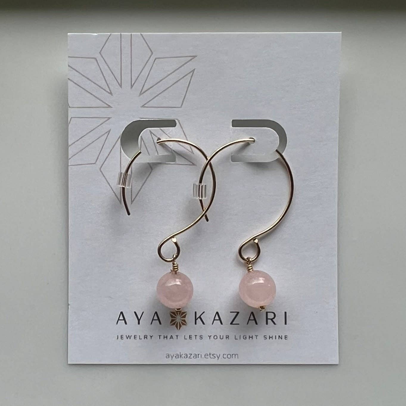 Rose Quartz Drop Earrings: Sterling Silver